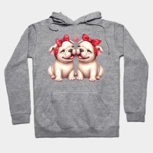 Valentine Bulldog Couple Hoodie